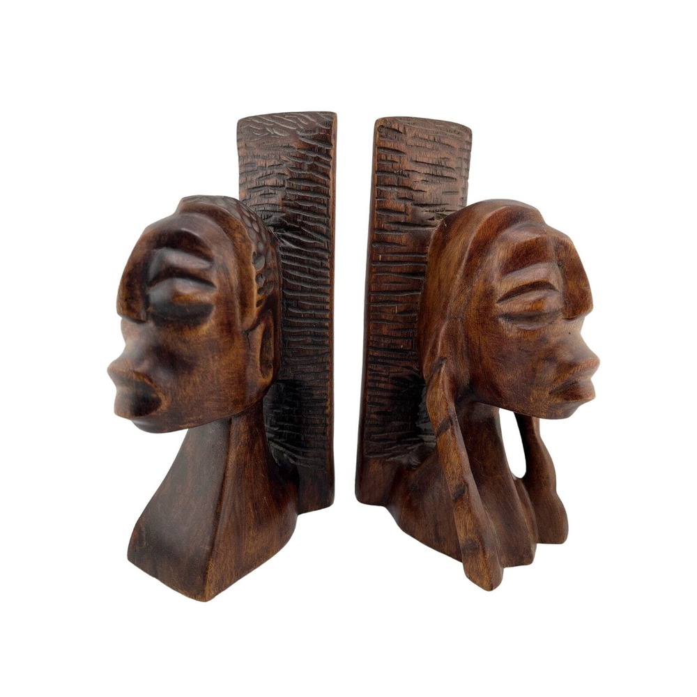 Vintage Collectible Decorative African Hand Carved Wooden‎ Sculpture - Lot of 2